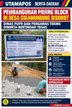 PEMBANGUNAN PAVING BLOCK DI DESA CIKAMUNDING DISOROT, DINAS PUPR DAN PENGAWAS TEKNIS DIMINTA BERTINDAK TEGAS.