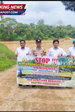 Polsek VII Koto Ilir Bersama Pemdes Balai Rajo Gencar Sosialisasikan Larangan Aktivitas Peti Di Aliran Sungai Batang hari